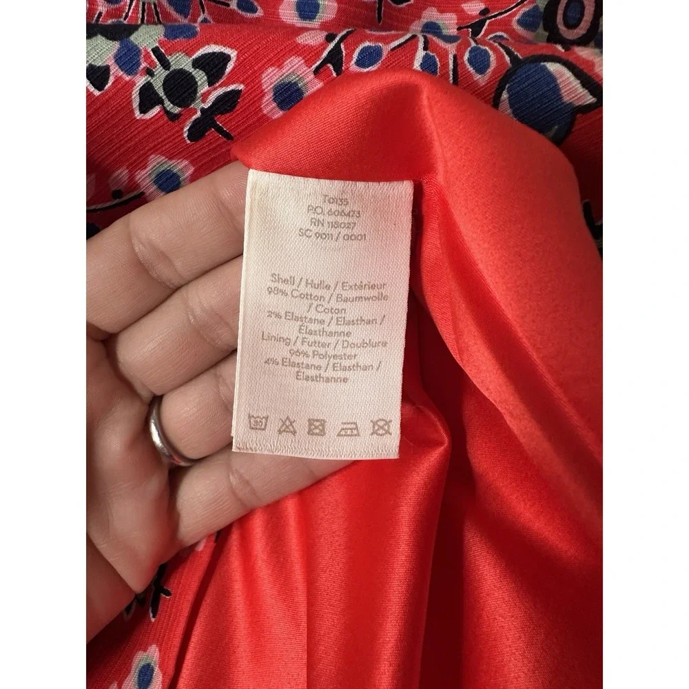 BODEN Red Blue Pop Floral Modern Pencil Skirt 14P 14 Petite High Waisted Womens - Picture 5 of 7